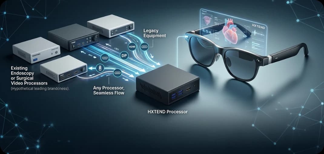 Surgical video processors connected to HXTEND glasses